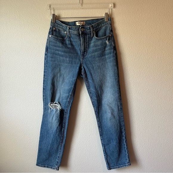 Madewell The Mid-Rise Perfect Vintage Distressed Knee Jeans Size 26 - Picture 1 of 7